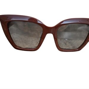 NWT Furla SFU 710 Chic Burgundy Red Squared Cat Eye Sunglasses 54mm